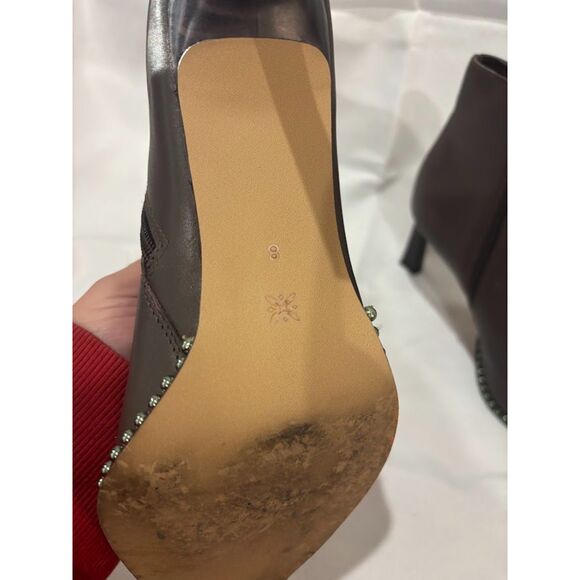 BCBGMaxAzria Boot Billie Pointed Toe Leather Booties Brown Studded Size 8 - Picture 6 of 8